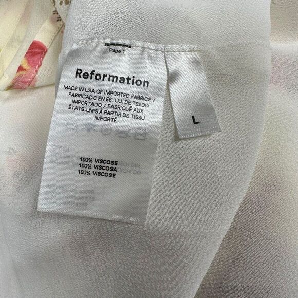 Reformation Inka Dress in Leila Off Shoulder Smocked Floral Womens Size L Large - Picture 11 of 12